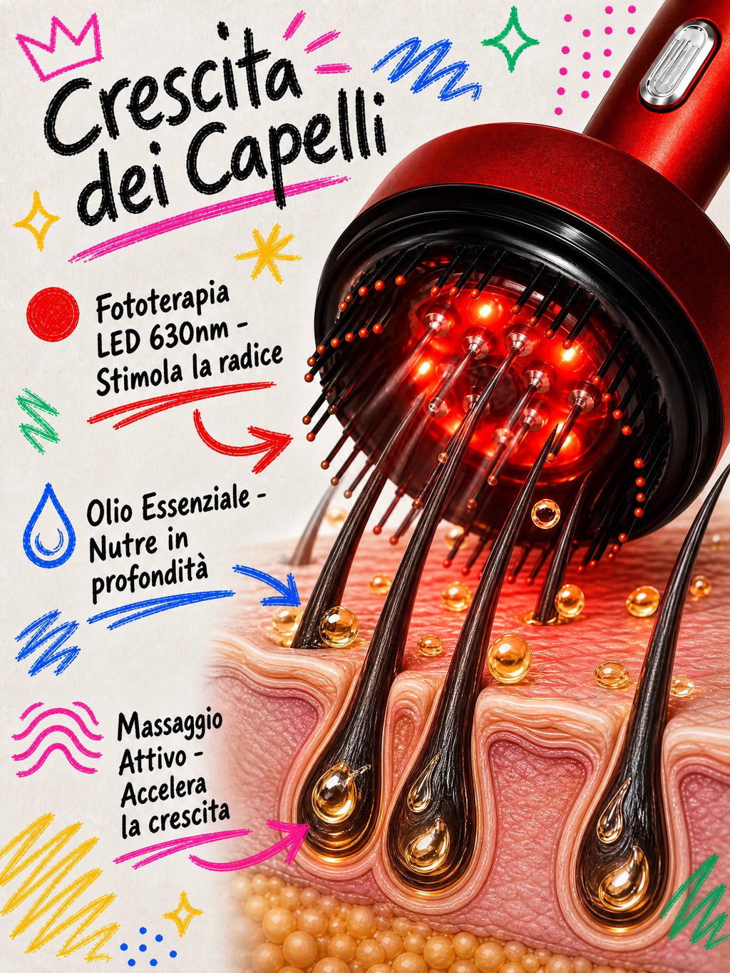 Spazzola per la Crescita dei Capelli