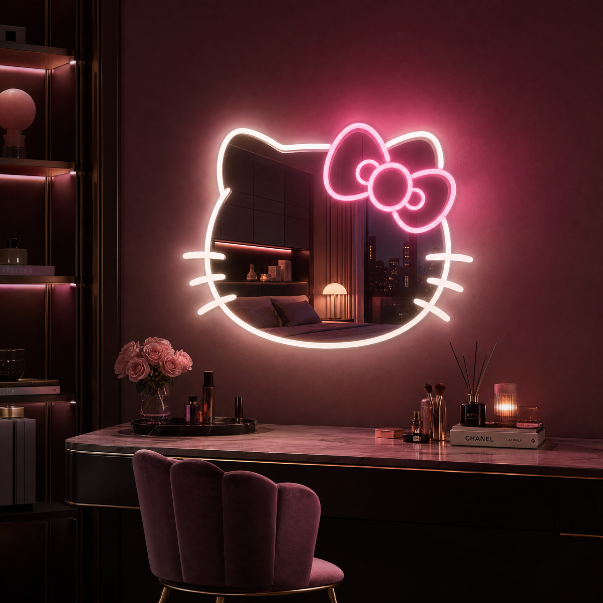 Specchio Neon LED Hello Kitty