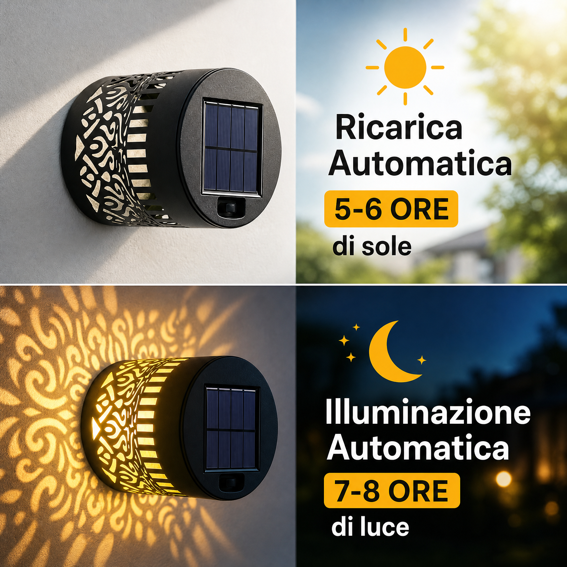 Lampada Solare da Parete Effetto Mandala