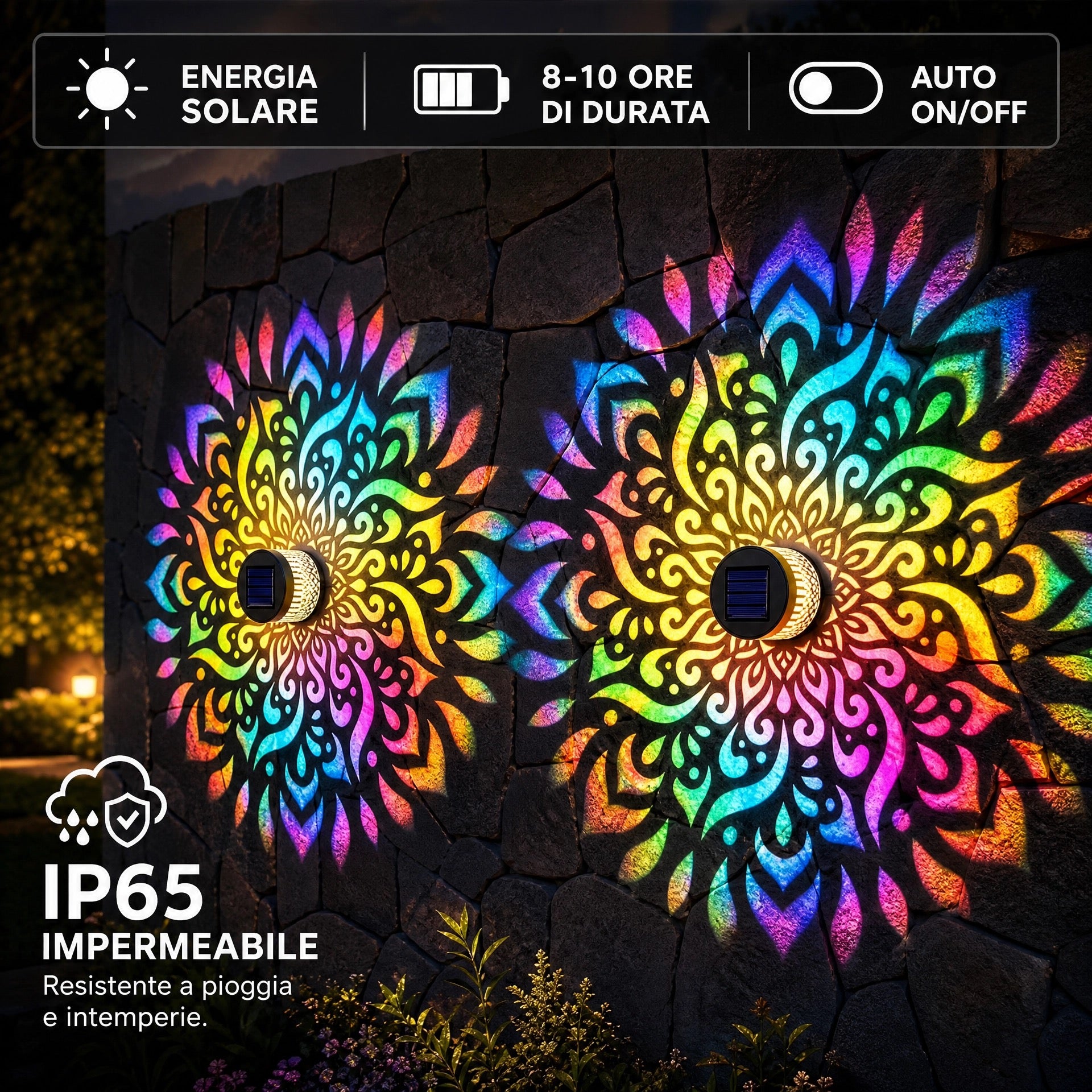 Lampada Solare da Parete Effetto Mandala