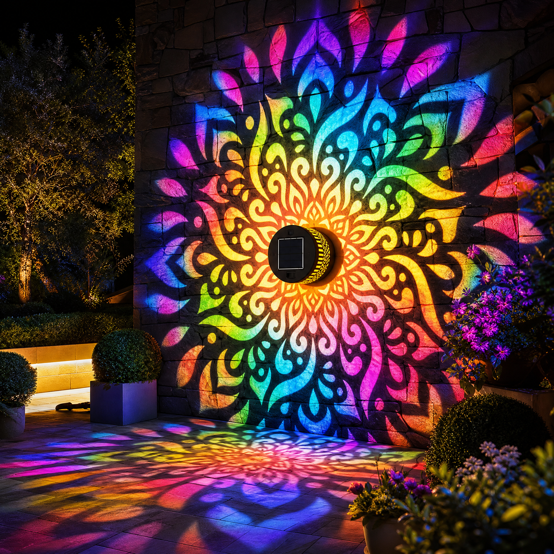 Lampada Solare da Parete Effetto Mandala