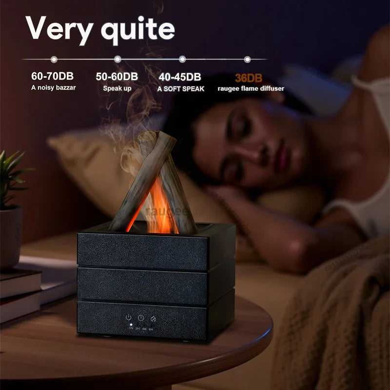 Umidificatore Effetto Fiamma di Falò – Diffusore di Aromi Smart con Luce LED Dinamica e Telecomand