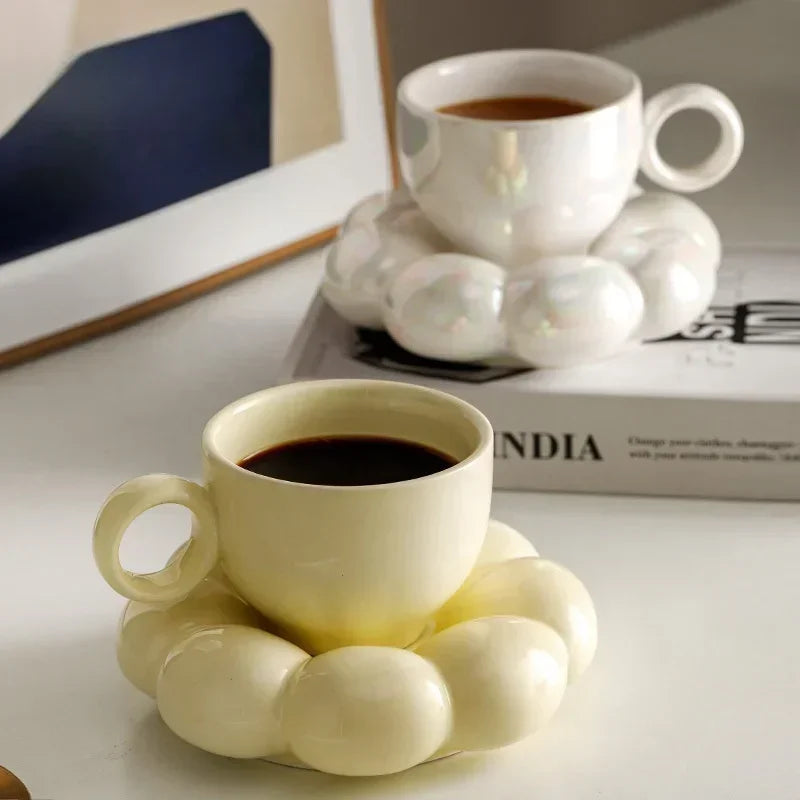 Set Tazza e Piattino Girasole in Ceramica