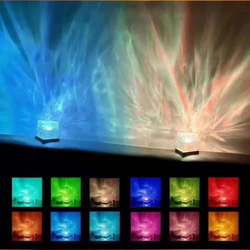 Colors Dynamic Rotating Water Ripple Projector Night Light Flame Crystal Lamp for Living Room Study Bedroom Rotating Light