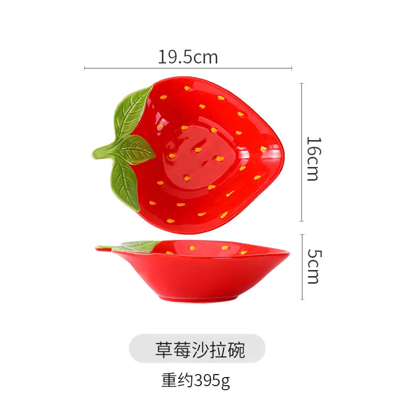 Piatti e Ciotole a Forma di Fragola in Ceramica