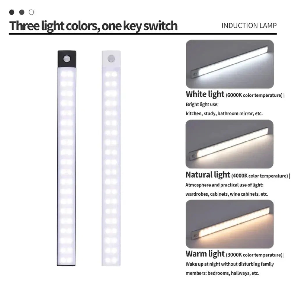 Barra LED Sotto Pensile con Sensore di Movimento - Lampada Ricaricabile USB-C