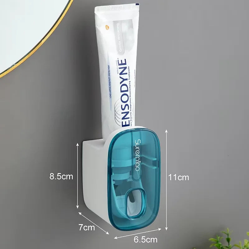Dispenser Automatico di Dentifricio a Parete - Porta Spazzolini da Bagno Salvaspazio Senza Fori
