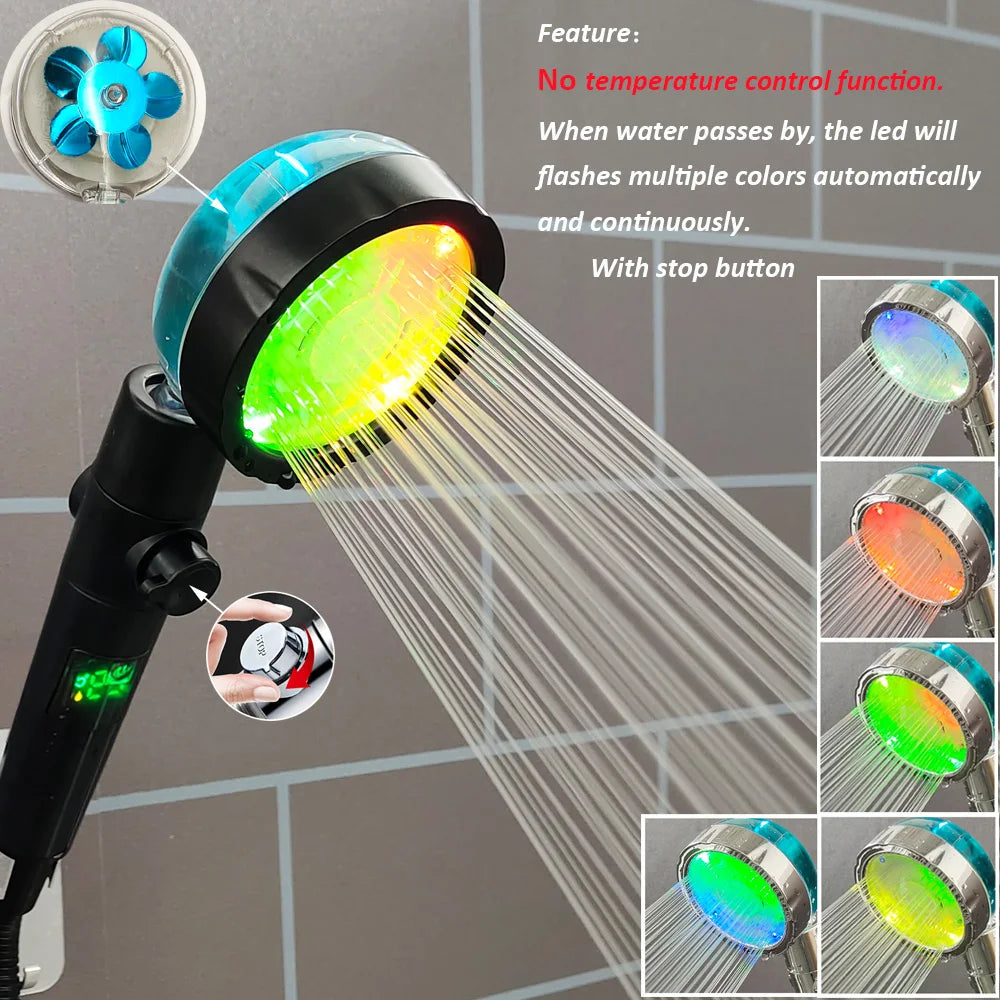 Soffione Doccia Alta Pressione con Display LED di Temperatura e Filtro - Telefono Doccia Anticalcare con Pulsante di Arresto