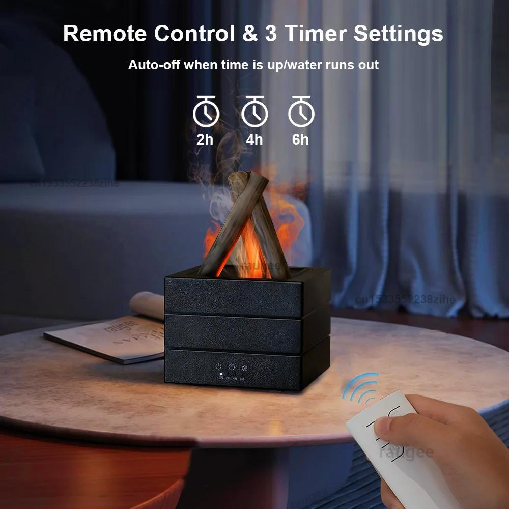 Umidificatore Effetto Fiamma di Falò – Diffusore di Aromi Smart con Luce LED Dinamica e Telecomand