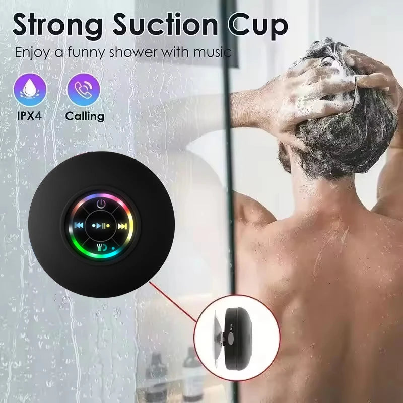 Cassa Bluetooth da Doccia Impermeabile - Altoparlante Wireless Portatile con Ventosa e Luci LED