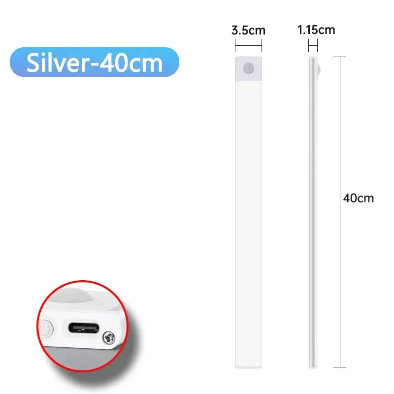 Barra LED Sotto Pensile con Sensore di Movimento - Lampada Ricaricabile USB-C