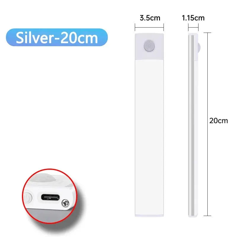Barra LED Sotto Pensile con Sensore di Movimento - Lampada Ricaricabile USB-C