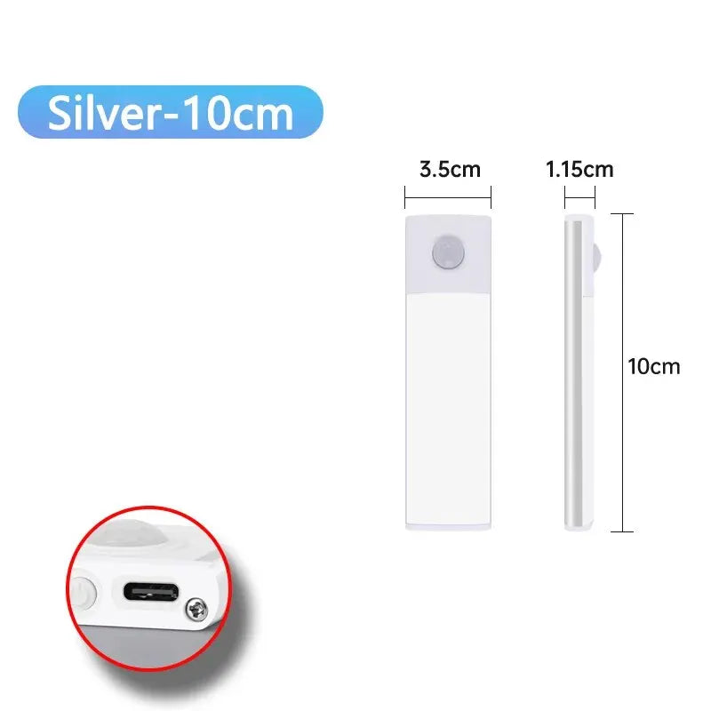 Barra LED Sotto Pensile con Sensore di Movimento - Lampada Ricaricabile USB-C