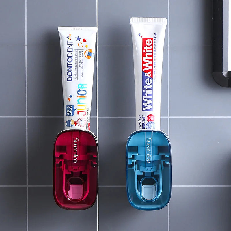 Dispenser Automatico di Dentifricio a Parete - Porta Spazzolini da Bagno Salvaspazio Senza Fori