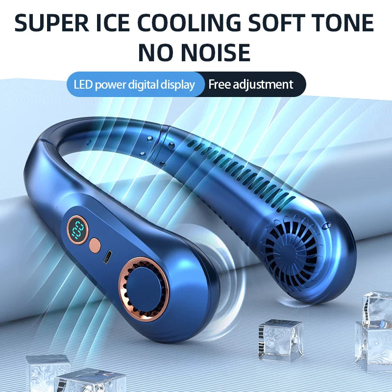 Ventilatore da Collo Portatile  – Mini Raffrescatore USB con Display Digitale
