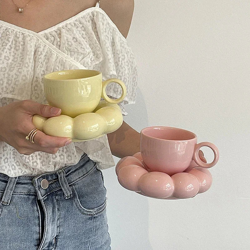 Set Tazza e Piattino Girasole in Ceramica