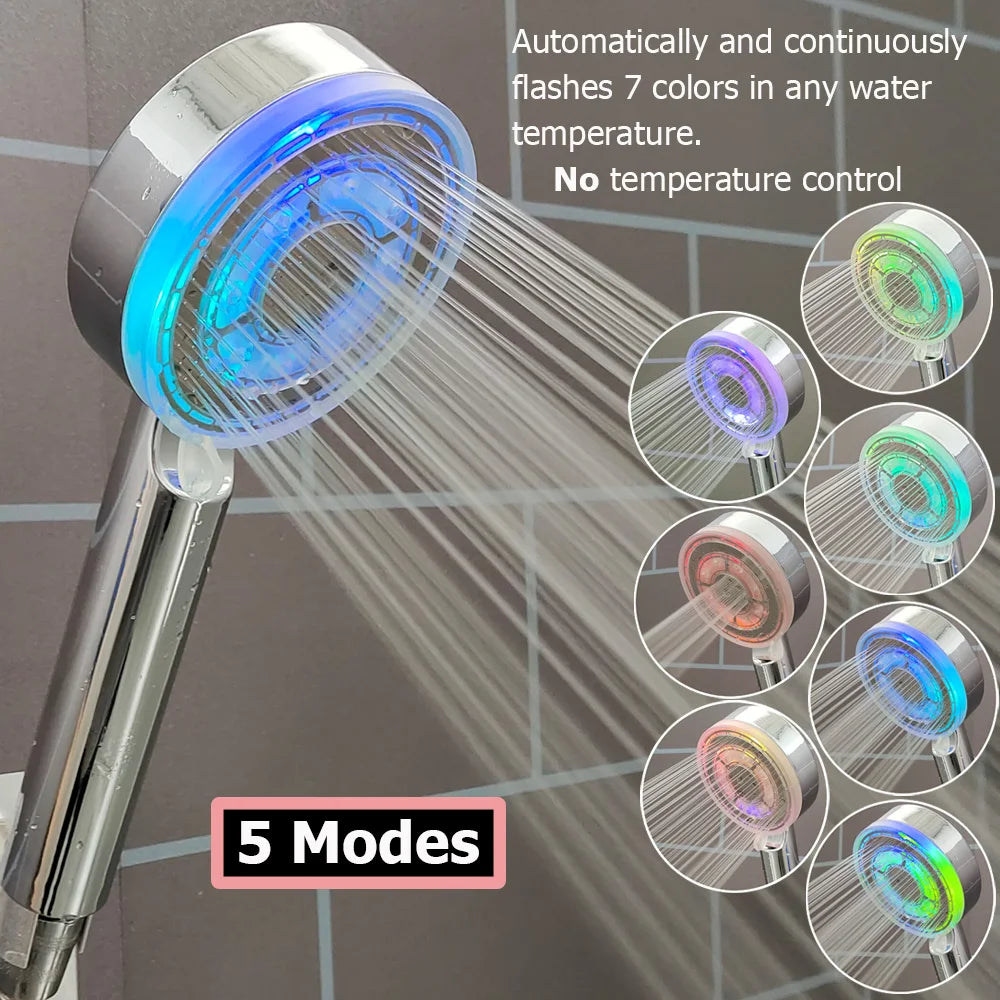 Soffione Doccia Alta Pressione con Display LED di Temperatura e Filtro - Telefono Doccia Anticalcare con Pulsante di Arresto