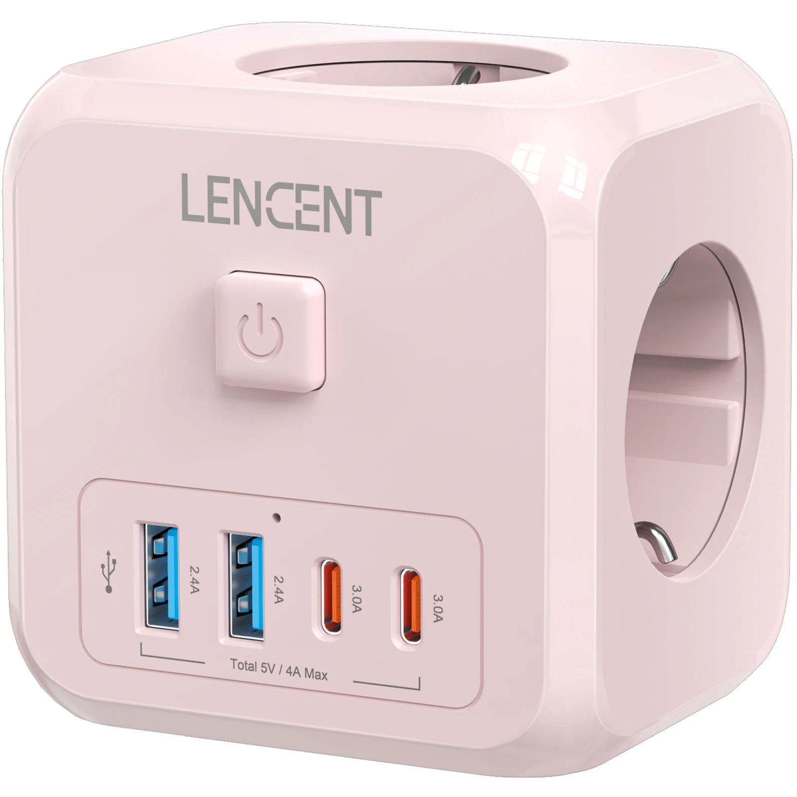 Presa Multipla da Muro 7 in 1 a Cubo - Adattatore Presa Schuko con 3 AC, 2 USB-A, 2 USB-C e Interruttore LENCENT