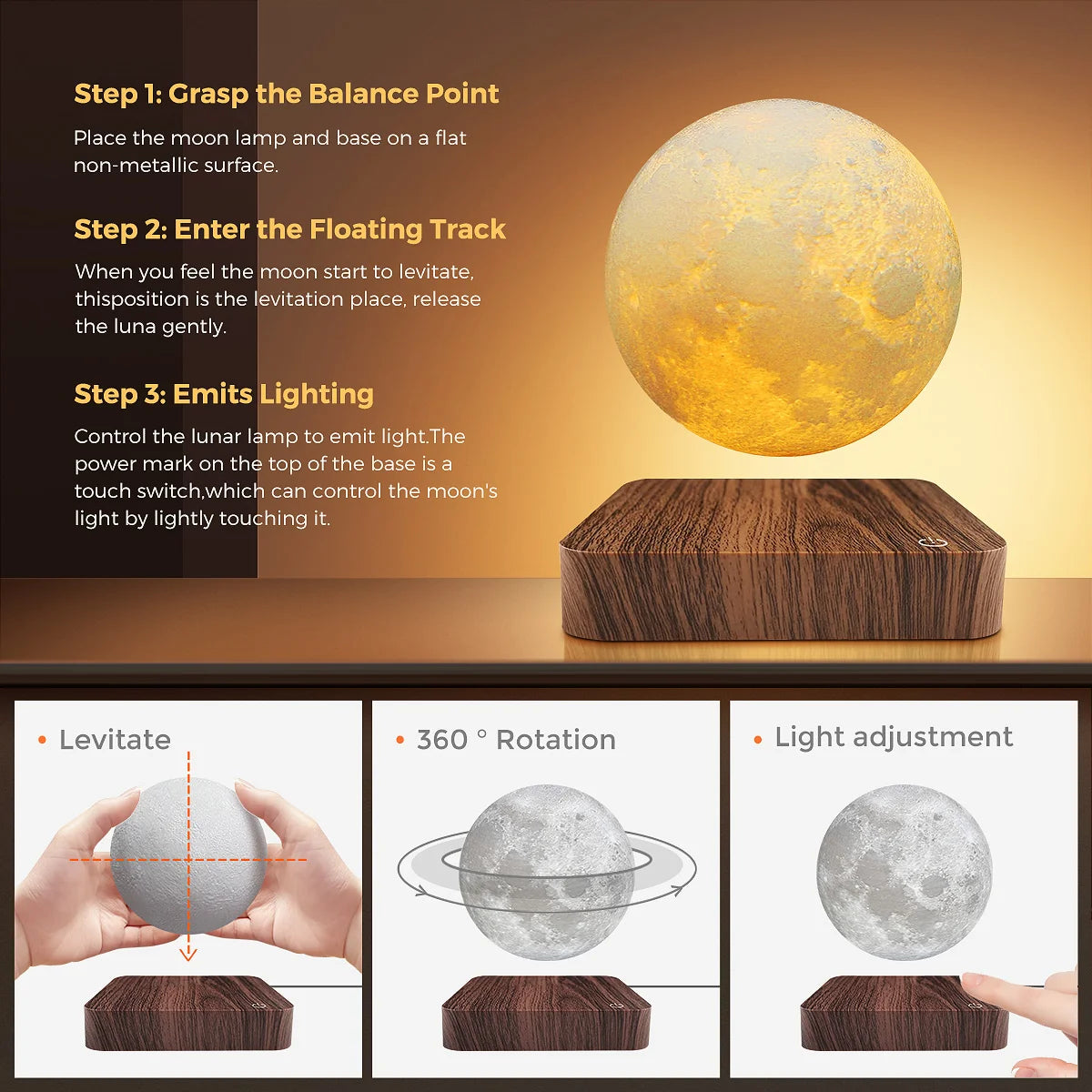 Lampada Luna a Levitazione Magnetica