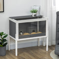 PawHut Gabbia per Criceti in Legno 82×45×81 cm - Habitat per Piccoli Animali con 2 Porte in Acrilico Grigio