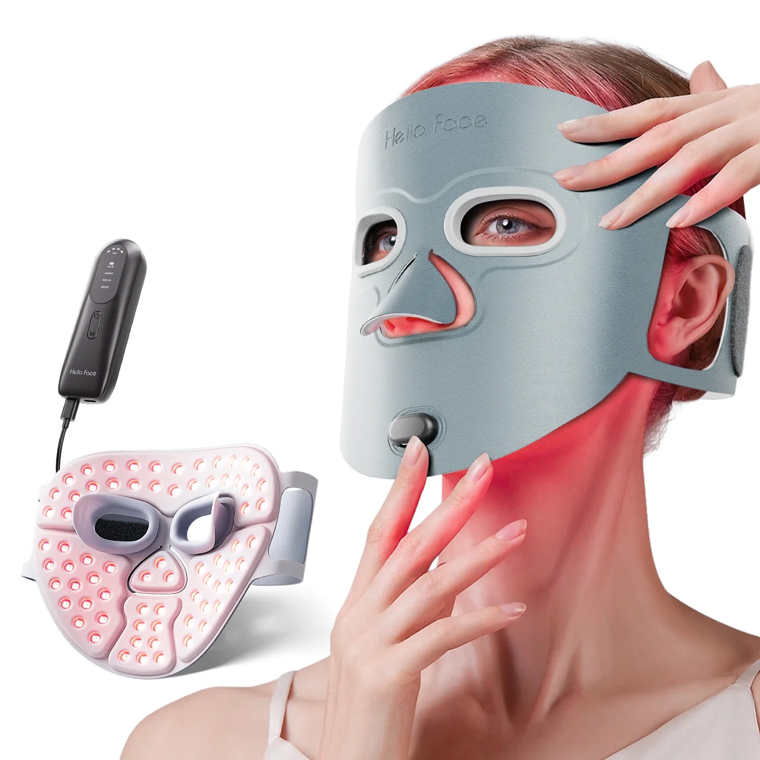 Maschera LED Viso Senza Fili – Terapia della Luce Rossa e Infrarossi 850nm Ricaricabile