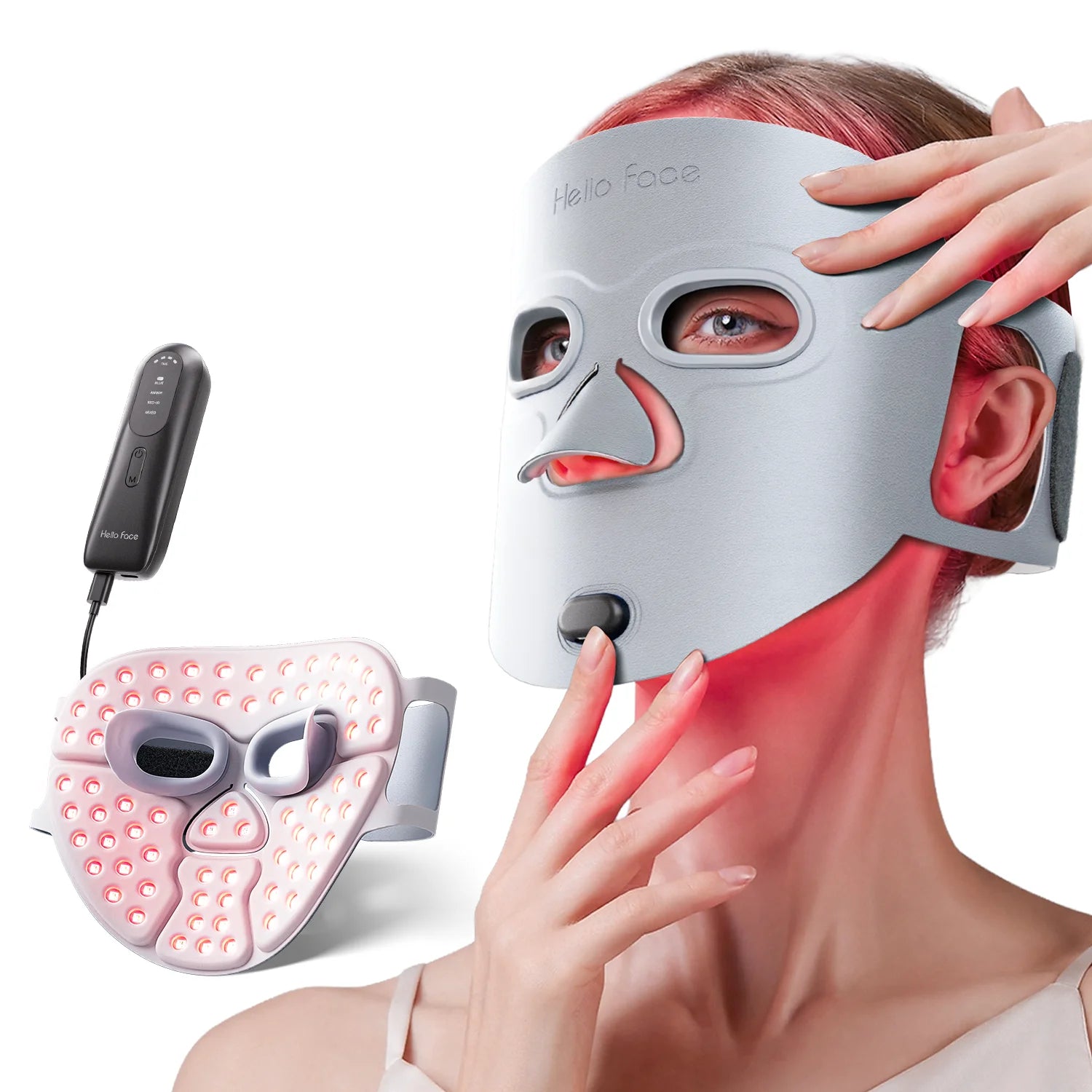 Maschera LED Viso Senza Fili – Terapia della Luce Rossa e Infrarossi 850nm Ricaricabile
