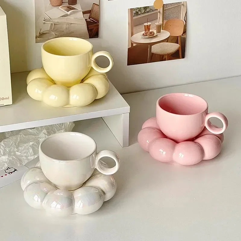Set Tazza e Piattino Girasole in Ceramica