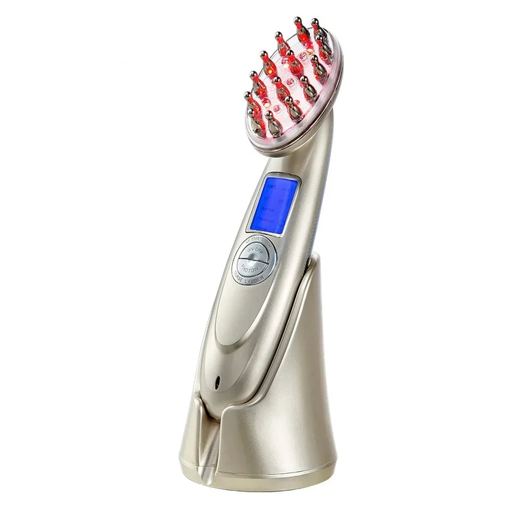 Spazzola Laser RF & EMS per Capelli – Massaggiatore Cuoio Capelluto con Terapia della Luce Rossa e Infrarossi