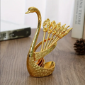 Set di Posate Luxury Cigno Dorato – Supporto con 6 Forchettine e Cucchiai
