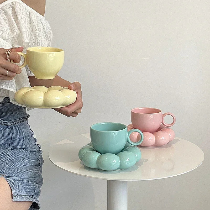 Set Tazza e Piattino Girasole in Ceramica