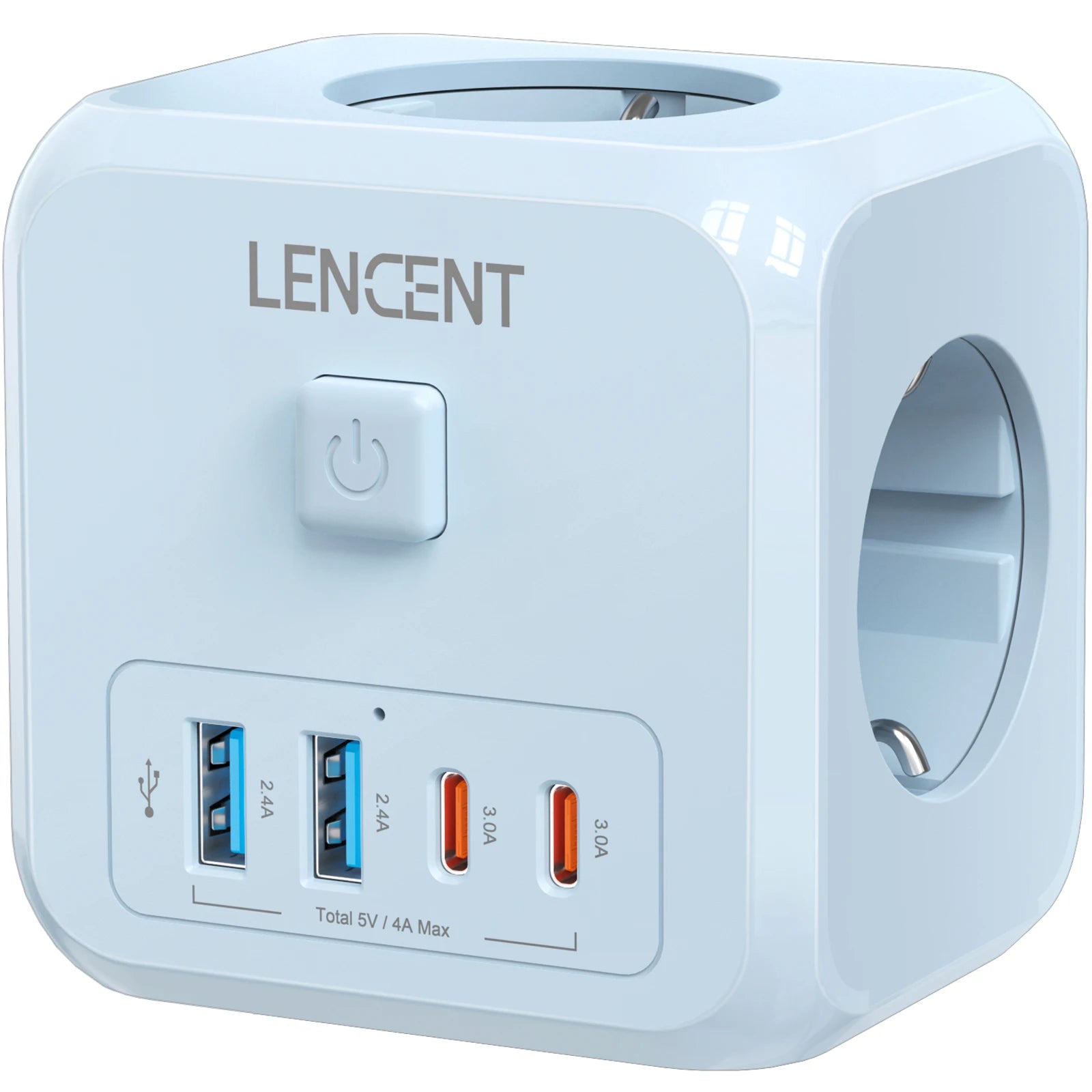 Presa Multipla da Muro 7 in 1 a Cubo - Adattatore Presa Schuko con 3 AC, 2 USB-A, 2 USB-C e Interruttore LENCENT