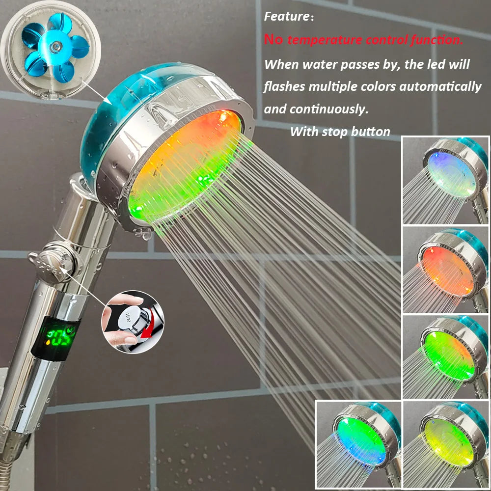 Soffione Doccia Alta Pressione con Display LED di Temperatura e Filtro - Telefono Doccia Anticalcare con Pulsante di Arresto
