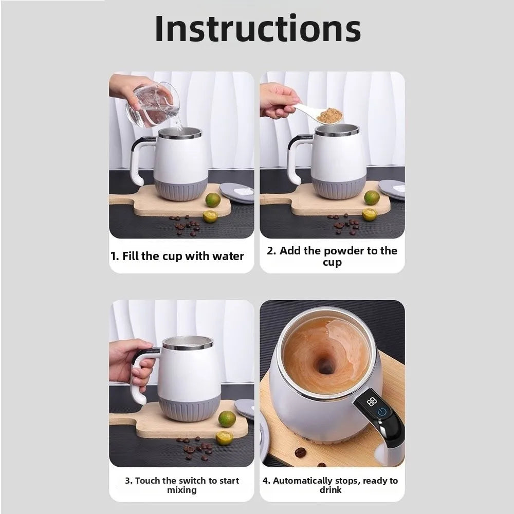 Smart Automatic Stirring Cup Temperature Display 316 Stainless Steel Electric Mixing Mug USB Rechargeable Auto Stirring