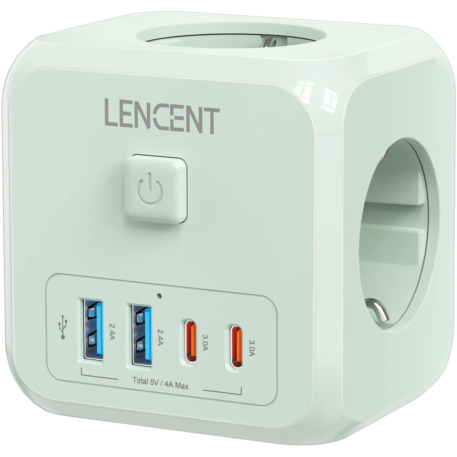 Presa Multipla da Muro 7 in 1 a Cubo - Adattatore Presa Schuko con 3 AC, 2 USB-A, 2 USB-C e Interruttore LENCENT