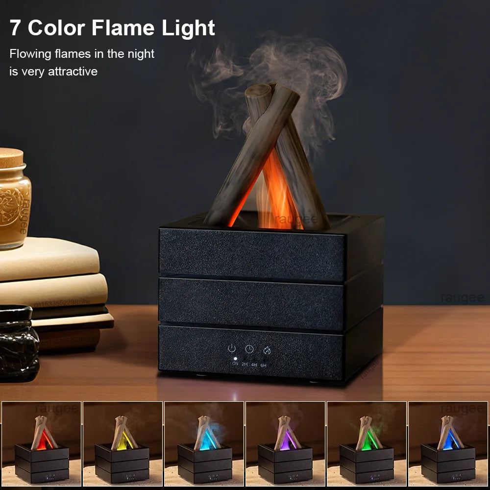 Umidificatore Effetto Fiamma di Falò – Diffusore di Aromi Smart con Luce LED Dinamica e Telecomand