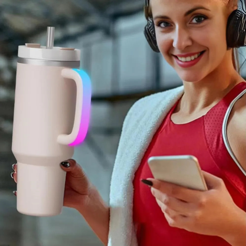 Creative Colorful Light Luminous Water Cup Handle Reusable ABS LED Light-Up Bottle Handle Waterproof Led Light Cup Grip Bar