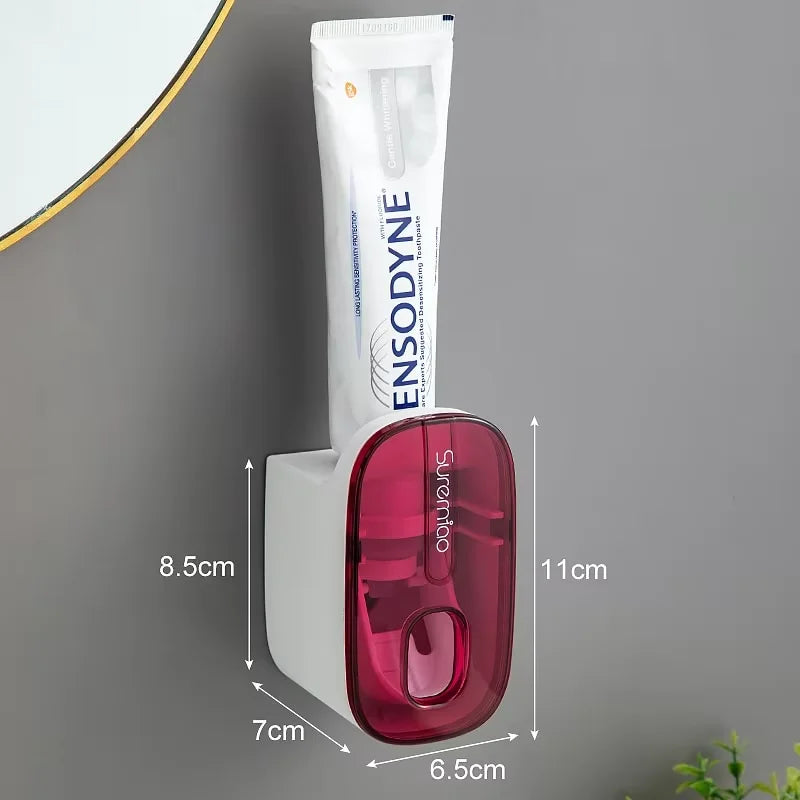 Dispenser Automatico di Dentifricio a Parete - Porta Spazzolini da Bagno Salvaspazio Senza Fori