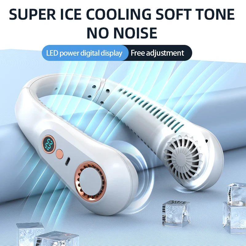 Ventilatore da Collo Portatile  – Mini Raffrescatore USB con Display Digitale