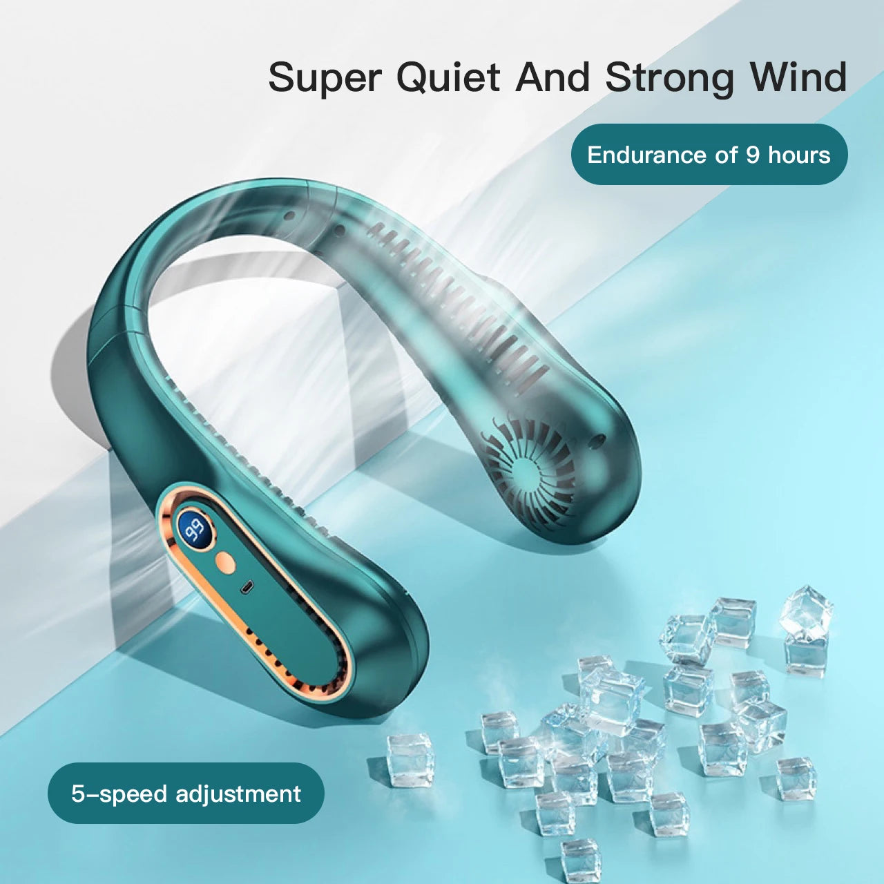 Ventilatore da Collo Portatile  – Mini Raffrescatore USB con Display Digitale