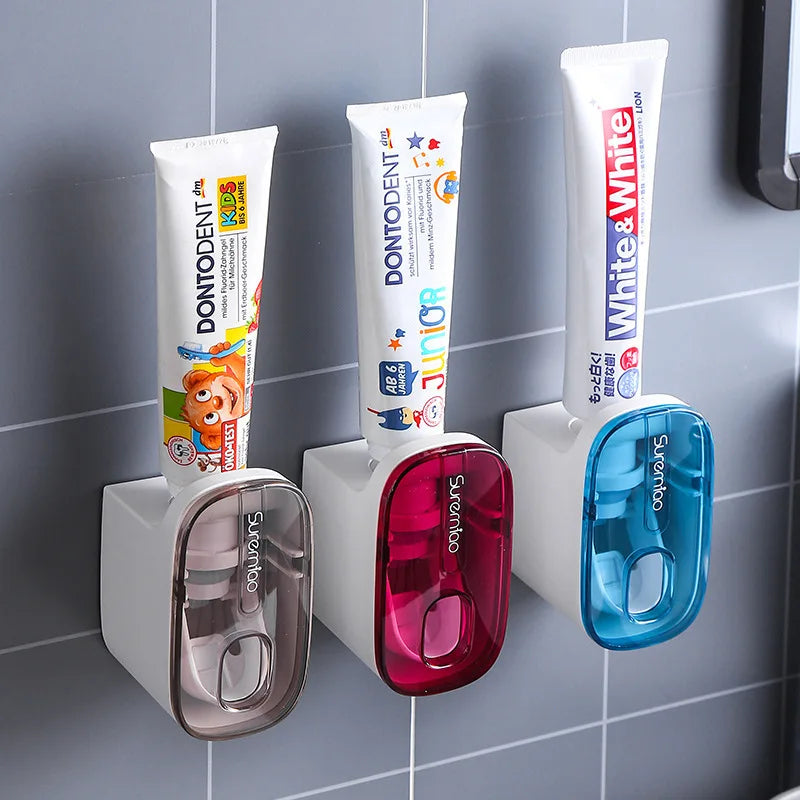 Dispenser Automatico di Dentifricio a Parete - Porta Spazzolini da Bagno Salvaspazio Senza Fori