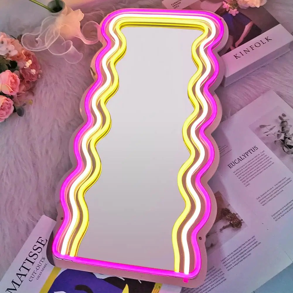 Specchio Neon LED Ondulato