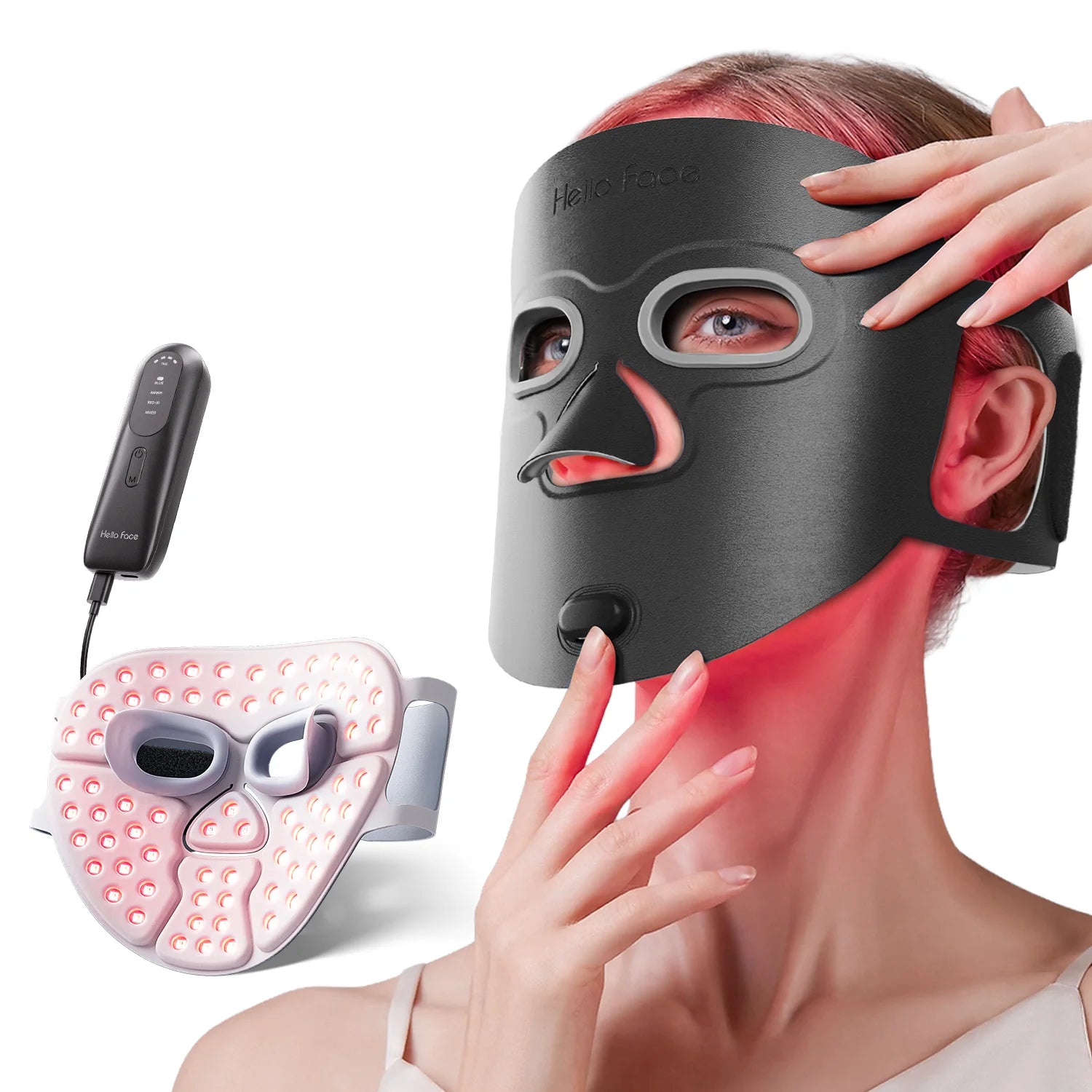 Maschera LED Viso Senza Fili – Terapia della Luce Rossa e Infrarossi 850nm Ricaricabile