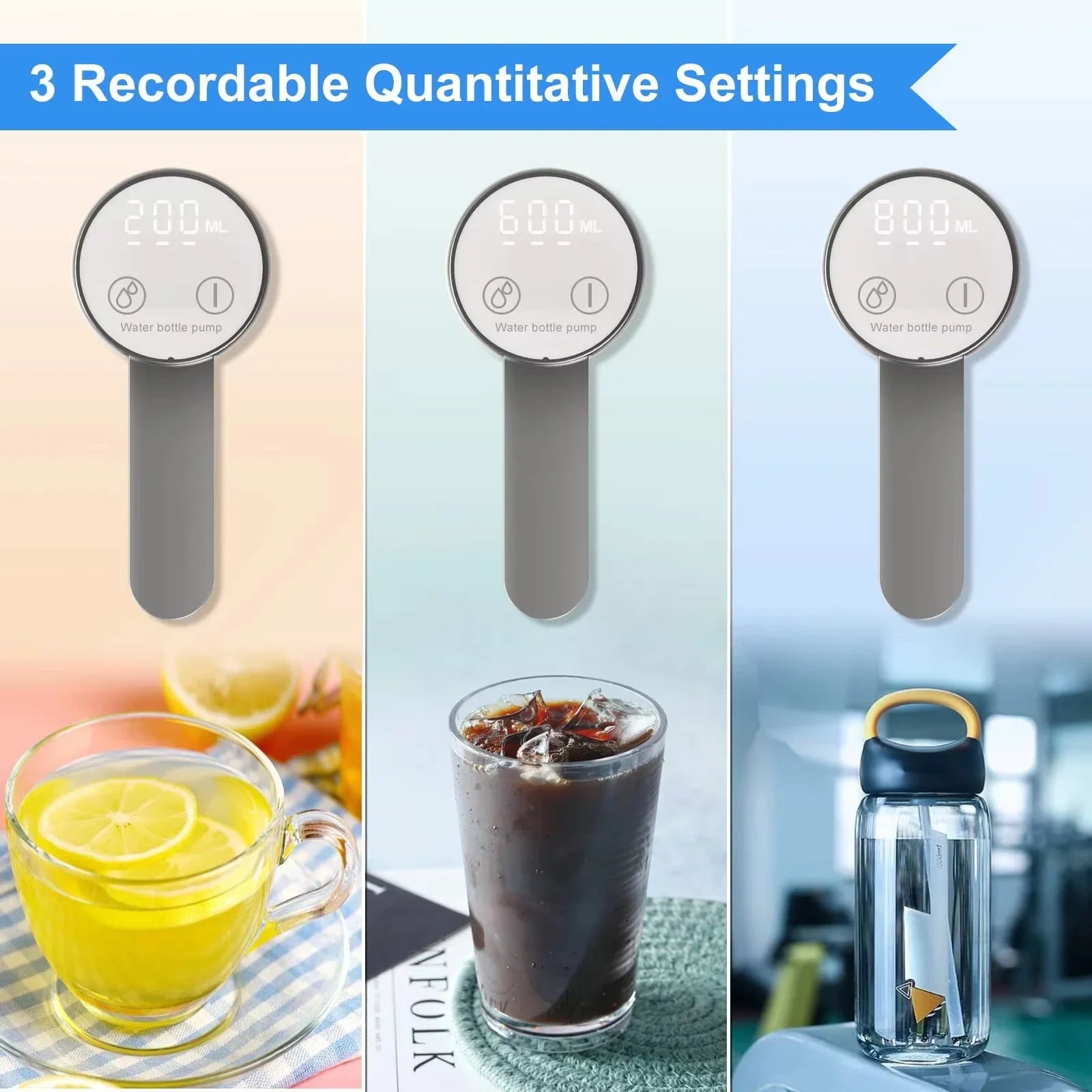 Pompa Elettrica per Acqua con Display LED – Dispenser Automatico Pieghevole Ricaricabile USB-C